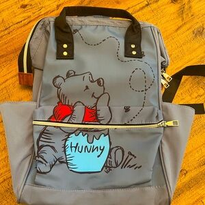 Blue Backpack with Pooh Bear and Hunny Pot Design